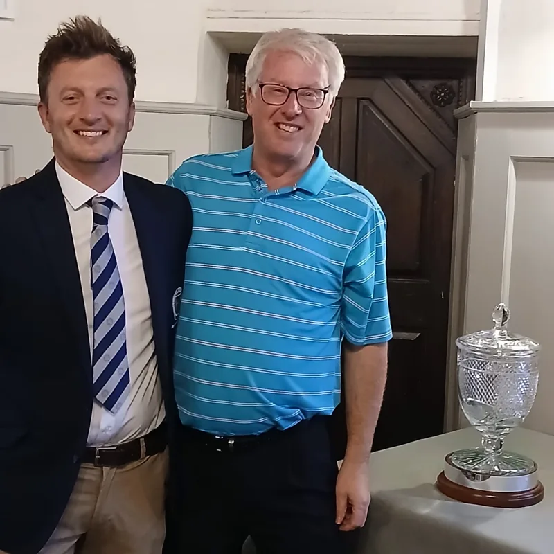 Roger Gray, Essex Senior Champion 2026, with the championship trophy at the PGA Essex presentation